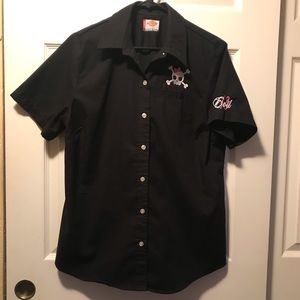 Dickies size large girl skull button down shirt